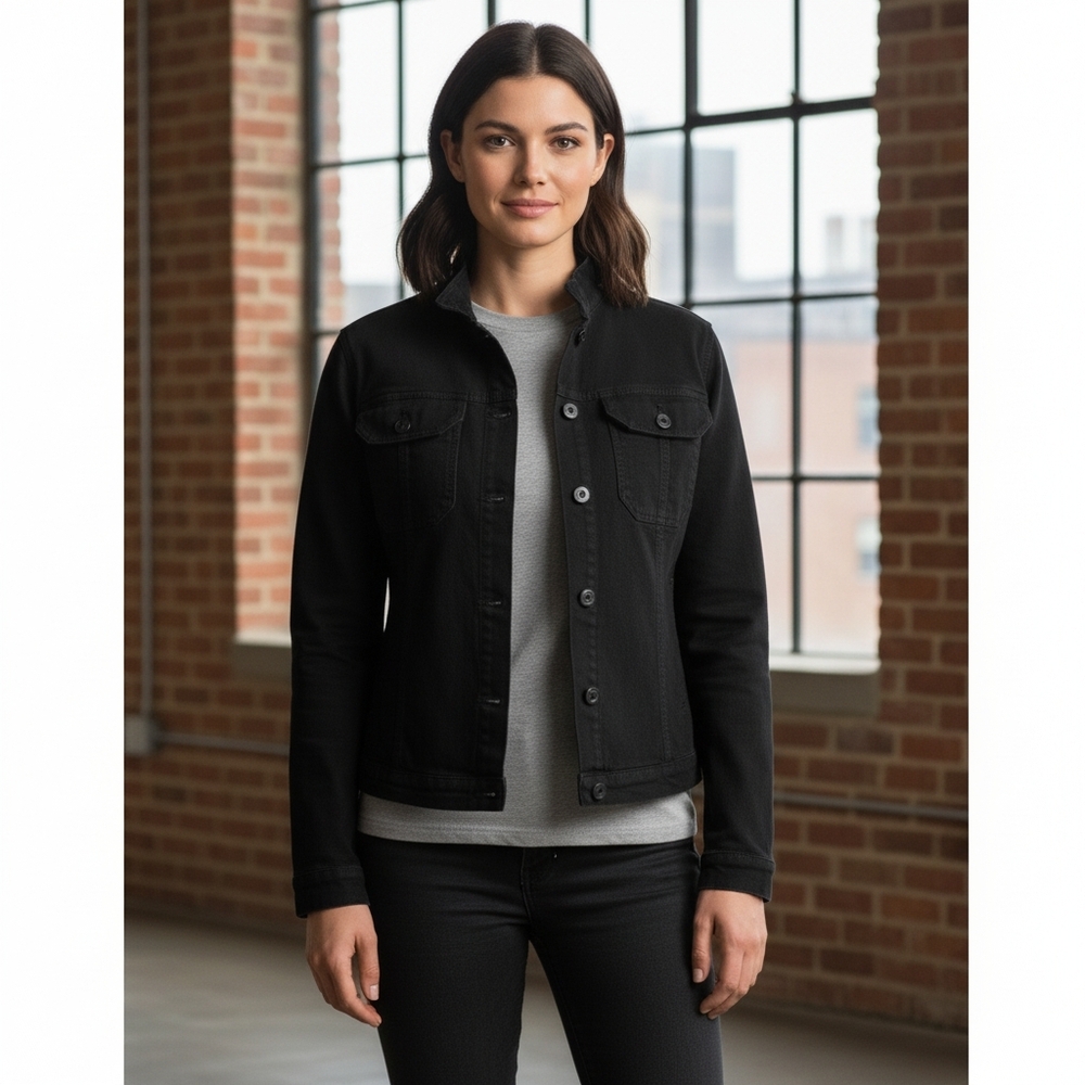 Tommy Hilfiger Moto Denim Jacket Black Size L